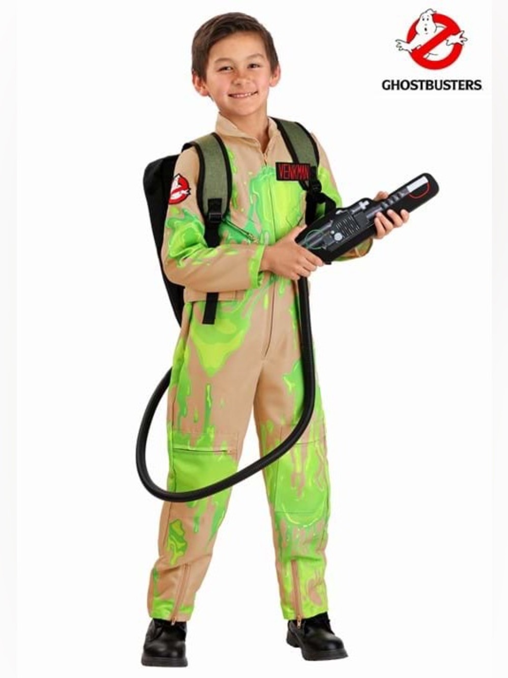 Kids Ghost Busters Halloween Costume Glow In The Dark Small